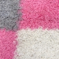 Preview: Shaggy Teppich Hochflor Wohnzimmer Karomuster rosa grau creme