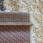 Preview: Shaggy Teppich Hochflor Wohnzimmer Karomuster rosa grau creme