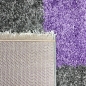 Preview: Hochflor Teppich Karo Muster in Flieder, Grau und Creme