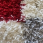 Preview: Shaggy Teppich Hochflor Langflor Teppich Wohnzimmer Teppich Gemustert in Karo Design Rot Grau Creme