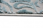 Preview: Designer Teppich Moderner Teppich Wollteppich Meliert Wohnzimmer Teppich Wollteppich  Ornament Türkis Grau Cream