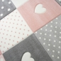 Mobile Preview: Kinderzimmer Teppich Spiel & Baby Teppich Herz Stern Punkte Design in rosa weiß grau
