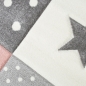 Mobile Preview: Kinderzimmer Teppich Spiel & Baby Teppich Herz Stern Punkte Design in rosa weiß grau