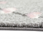 Preview: Teppich modern Wohnzimmer Teppich mit Blumenmotiv Pink Grau