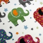 Preview: Kinder-Teppich mit bunten Elefanten | pflegeleicht | in creme