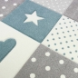 Preview: Kinderteppich Junge Teppich Kinderzimmer mit Stern Wolke in Blau Grau Creme