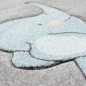 Preview: Kinderteppich Elefant Kinderzimmerteppich mit Punkten in grau blau