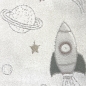Preview: Kinderzimmerteppich Raumschiffen Planeten Sterne in creme grau beige