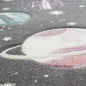 Preview: Kinderteppich Weltraum Lernteppich mit Sternen und Planeten in pastell grau