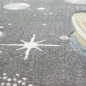 Preview: Kinderteppich Weltraum Lernteppich mit Sternen und Planeten in pastell grau