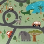 Preview: Kinderteppich rutschfest Safari mit Tieren Straßenteppich grün