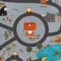 Preview: Kinderteppich Safari rutschfest waschbar grau Spielteppich Straßenteppich