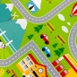 Preview: Spielerischer Kinderzimmerteppich mit Städtemuster in Grün