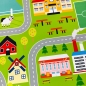 Preview: Spielerischer Kinderzimmerteppich mit Städtemuster in Grün