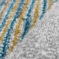Preview: Moderner Teppich Wohnzimmer abstraktes Muster gestreift mehrfarbig grau blau gold - pflegeleicht