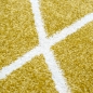 Preview: Teppich Skandinavischer Stil Wohnzimmer Rautenmuster - pflegeleicht - gold creme weiß
