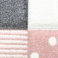Preview: Kinderzimmer Teppich Spielteppich Regenbogen Punkte Herzchen rosa grau creme