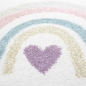 Preview: Kinderzimmer Teppich Spielteppich Regenbogen Punkte Herzchen rosa grau creme