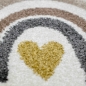 Preview: Kinderzimmer Teppich Spielteppich Regenbogen Punkte Herzchen beige grau creme