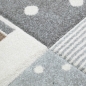Preview: Kinderzimmer Teppich Spielteppich Regenbogen Punkte Herzchen Design in Grau Creme