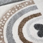 Preview: Kinderzimmer Teppich Spielteppich Regenbogen Punkte Herzchen Design in Grau Creme