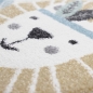 Preview: Kinderzimmer Teppich Spielteppich Indianer Zelt Löwe Zebra Kaktus blau creme grau