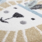 Preview: Kinderzimmer Teppich Spielteppich Indianer Zelt Löwe Zebra Kaktus blau creme grau
