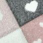 Preview: Kinderzimmer Teppich Spielteppich Regenbogen Herzchen Wolken rosa creme grau