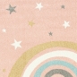 Preview: Kinderzimmerteppich Regenbogen mit Sternen in Rosa