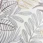 Preview: Moderner Kurzflorteppich Creme Blätterdesign mit Glanzoptik für Wohnzimmer Schlafzimmer und Flur
