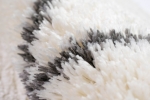 Preview: Teppich Shaggy Hochflor Teppich Langflor Rautenmuster in creme grau