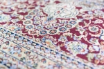 Preview: Wollteppich Luxus Teppich Orientteppich mit seidigem Glanz in creme rot blau