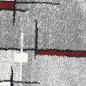 Preview: Moderner Teppich mit geometrischem Design in Grau, Weiß und Rot – Wohnzimmerteppich
