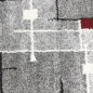 Preview: Moderner Teppich mit geometrischem Design in Grau, Weiß und Rot – Wohnzimmerteppich