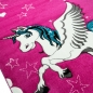 Mobile Preview: Kinderteppich Spielteppich Kinderzimmer Teppich Einhorn Design mit Konturenschnitt Pink Creme Türkis