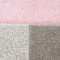 Preview: Wohnzimmer Teppich Design mit Karo Muster in Pink Grau Creme