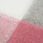 Preview: Wohnzimmer Teppich Design mit Karo Muster in Pink Grau Creme
