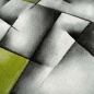 Preview: Designer Teppich Moderner Teppich Wohnzimmer Teppich Kurzflor Teppich mit Konturenschnitt Karo Muster Grün Grau Weiß Schwarz