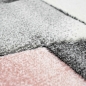 Preview: Teppich modern Teppich Wohnzimmer Teppich Kurzflor in pastell rosa grau