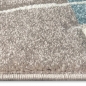 Preview: Designer Teppich Moderner Teppich Wohnzimmer Teppich Kurzflor Teppich mit Konturenschnitt Karo Muster Pastellfarben Blau Creme Beige Dunkelgrau