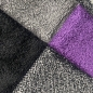 Preview: Designer Teppich Moderner Teppich Wohnzimmer Teppich Kurzflor Teppich mit Konturenschnitt Karo Muster Lila Grau Creme Schwarz