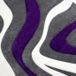 Preview: Wellenmuster Designer Teppich in lila grau weiß | pflegeleicht