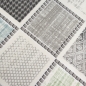 Preview: Moderner Kurzflorteppich mit grafischem Patch-Design Grau mit dezenten Farbakzenten