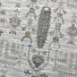 Preview: Teppich Creme mit floraler Ornamentik, Fransen und modernem Design