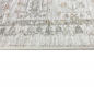 Preview: Teppich Creme mit floraler Ornamentik, Fransen und modernem Design