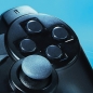 Preview: Gaming Teppich mit Joystick und blauem Neon-Strahl