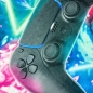 Preview: Gaming-Teppich mit lebendigen neon-farbigen Symbolen und schwebendem Controller