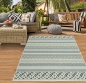 Preview: In- & Outdoor Teppich Sisal Optik Balkon Küche Wohnzimmer Terrasse gestreiftes Zickzack Rauten Diamantenmuster grün sand