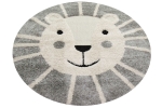 Preview: Kinderzimmer Teppich Baby Spielteppich 3D Optik High Low Effekt Löwe creme grau weiß
