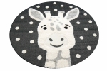 Preview: Kinderzimmer Teppich Baby Spielteppich 3D Optik High Low Effekt Giraffe creme grau schwarz